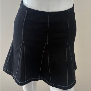 Delias x Dolls Kill Collab Black Denim High Waisted Mini Skirt w White Stitching
